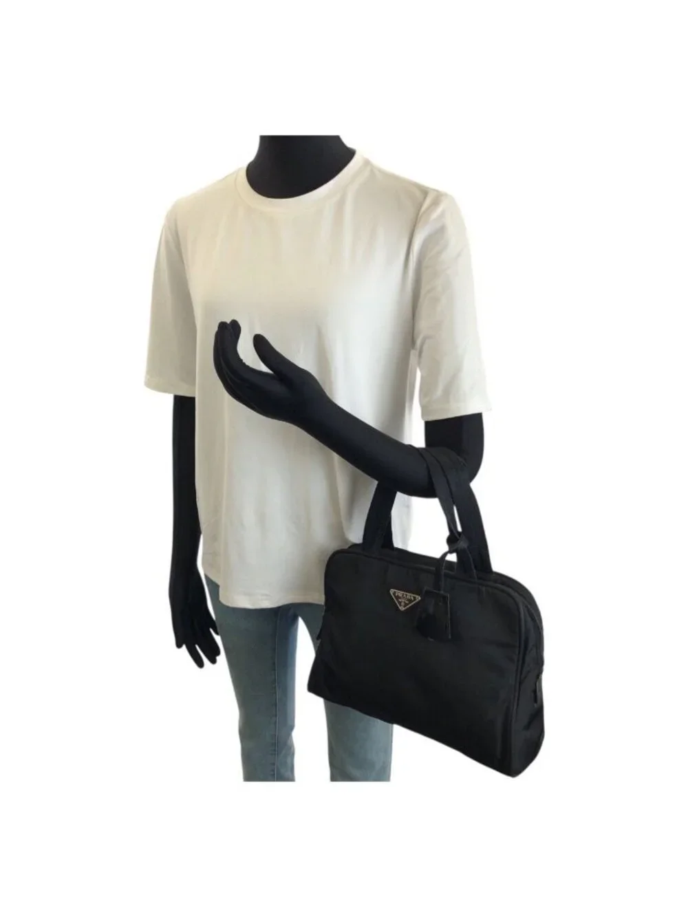 Prada Tessuto Black Silver Nylon Handbag